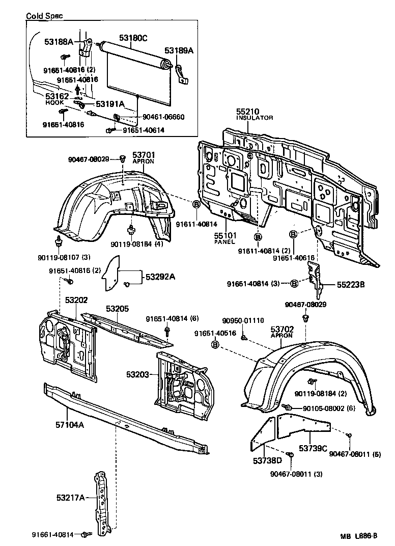 53292-90A00 SEAL, RADIATOR SUPPORT, UPPER product image