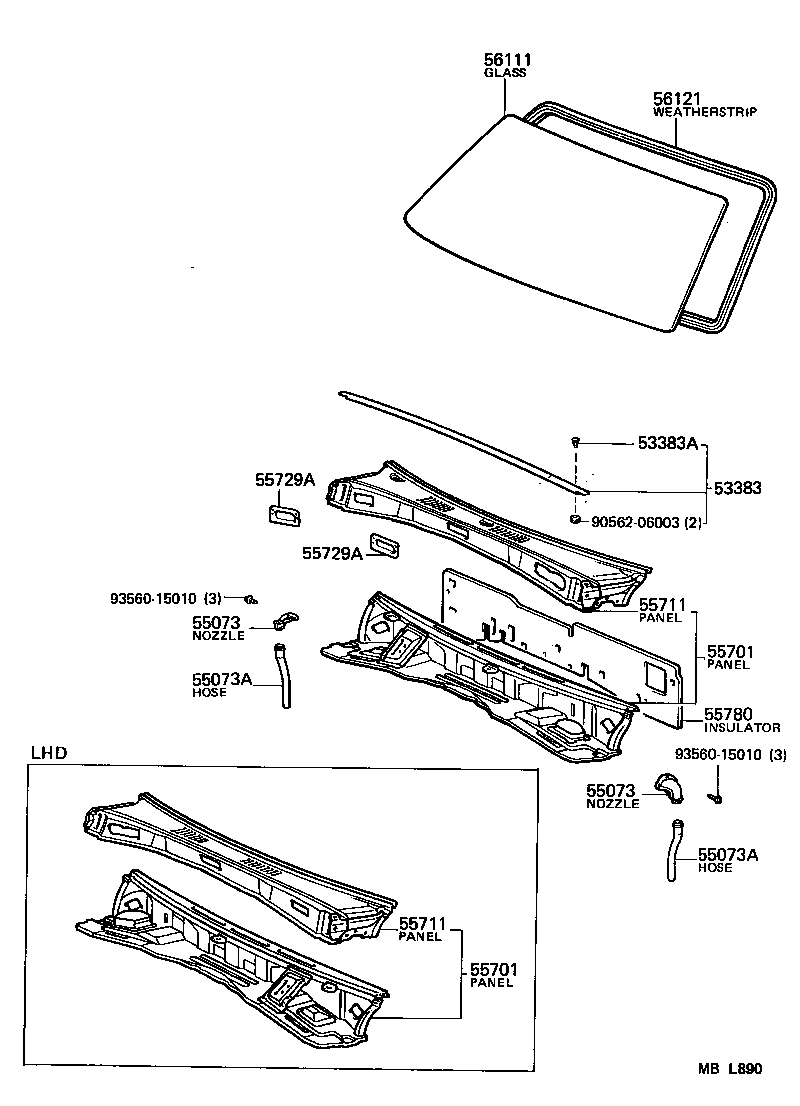 55700-90G17 PANEL SUB-ASSY, COWL product image