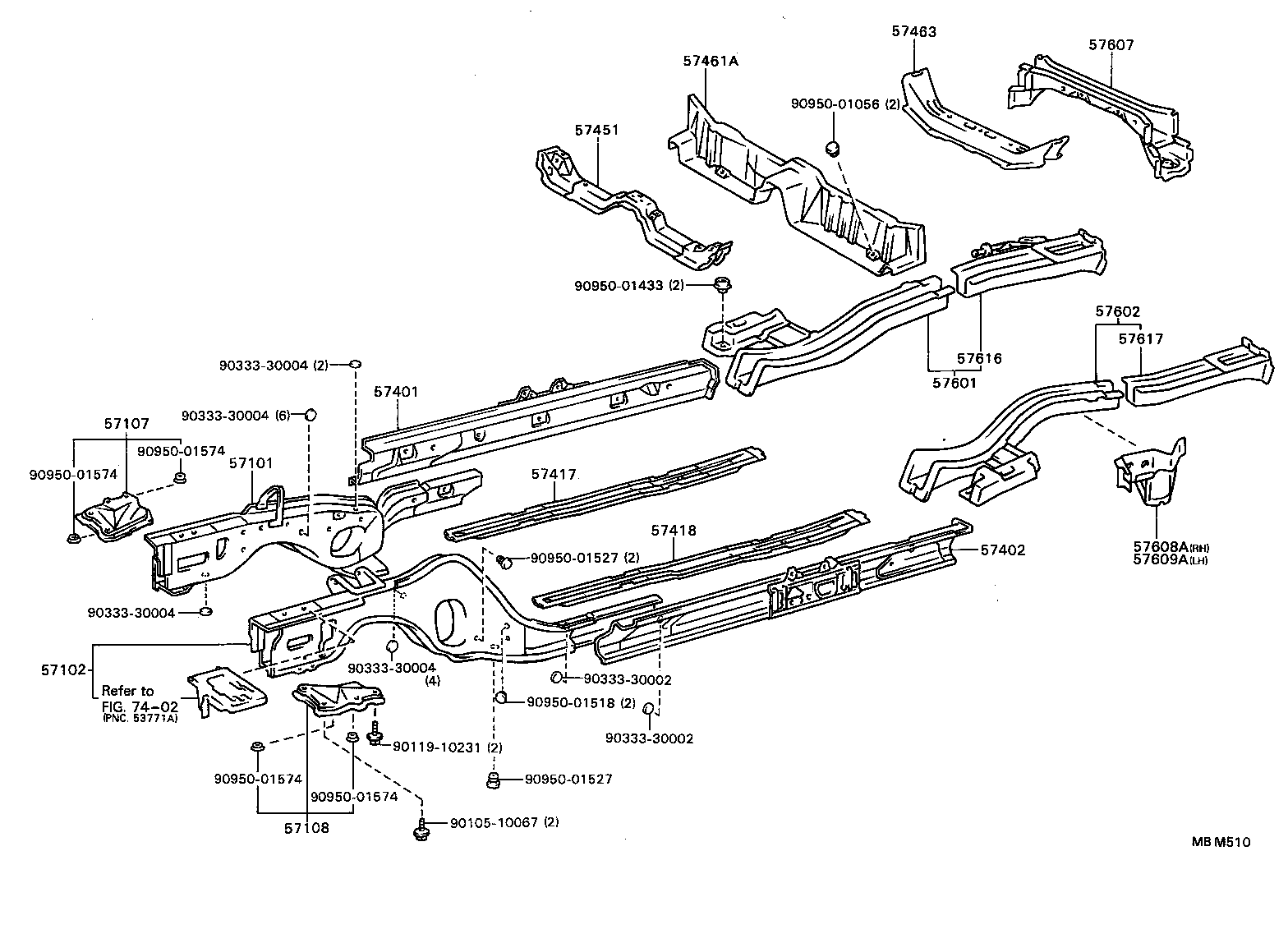 57102-32070 MEMBER SUB-ASSY, FRONT SIDE, LH product image
