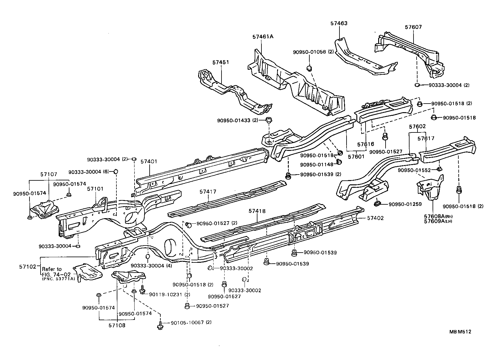 57102-32050 MEMBER SUB-ASSY, FRONT SIDE, LH product image