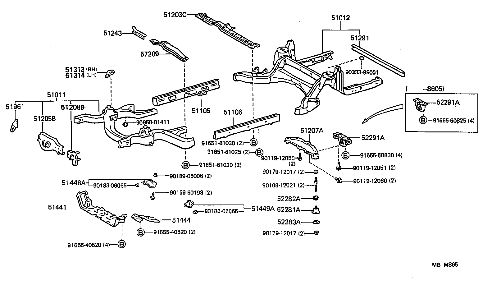 51012-30290 RAIL SUB-ASSY, REAR FRAME product image