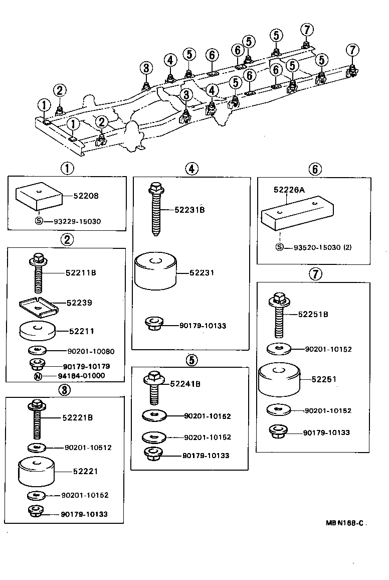 90105-10073 BOLT(FOR BODY MOUNT NO.3 CUSHION) product image
