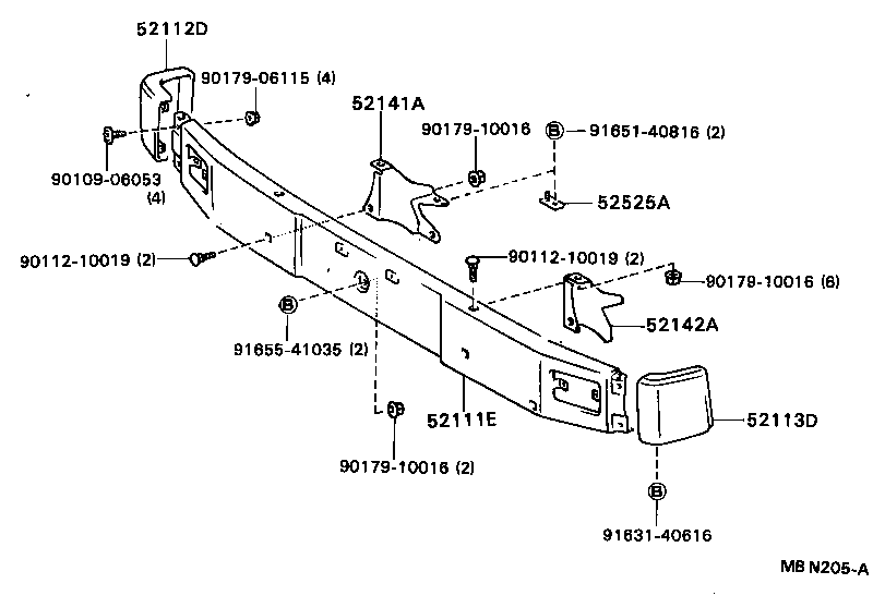 52141-95404 ARM, FRONT BUMPER, UPPER RH product image