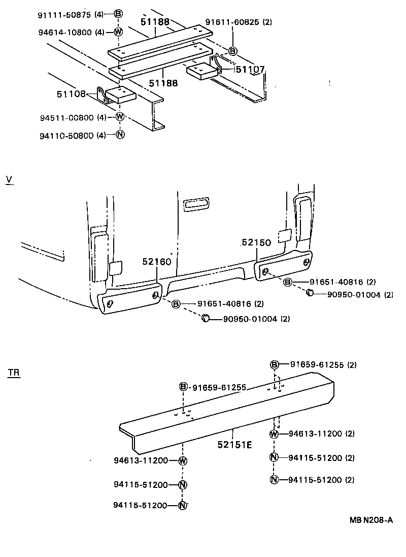 52151-92805 BAR, REAR BUMPER product image