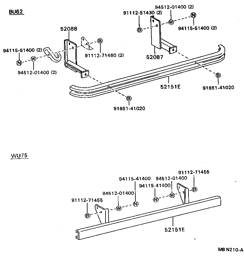 52151-92805 BAR, REAR BUMPER product image