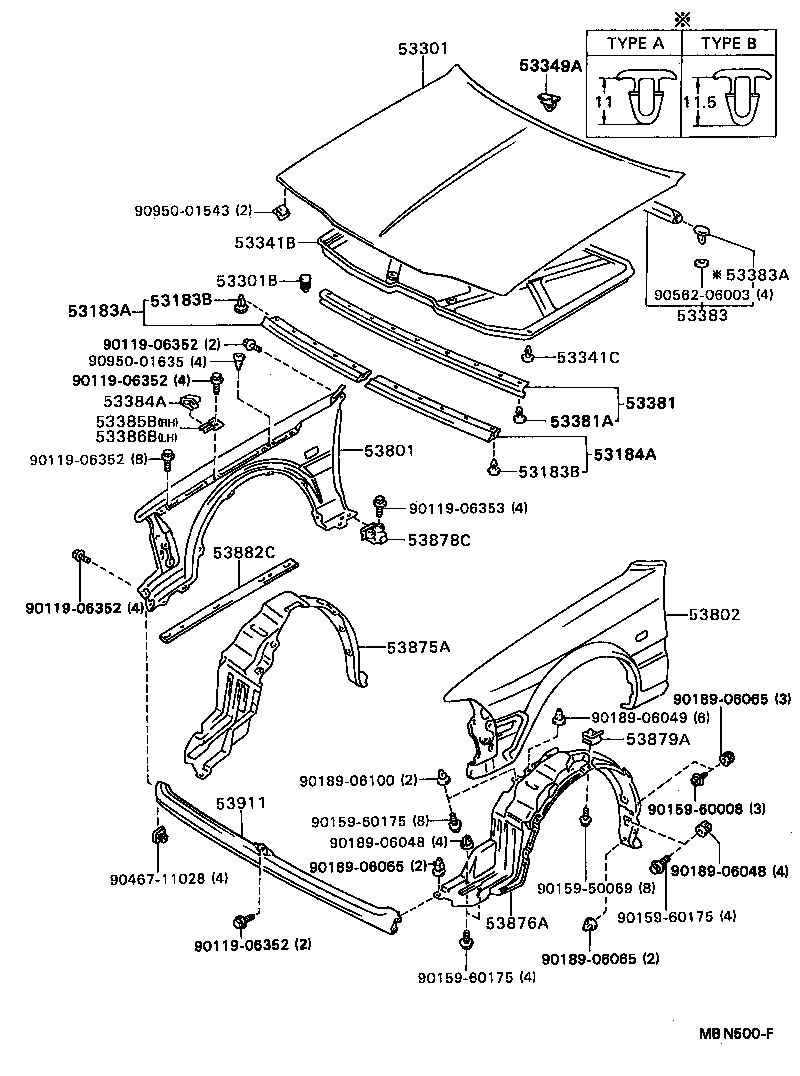53875-20220 LINER, FRONT FENDER, RH product image