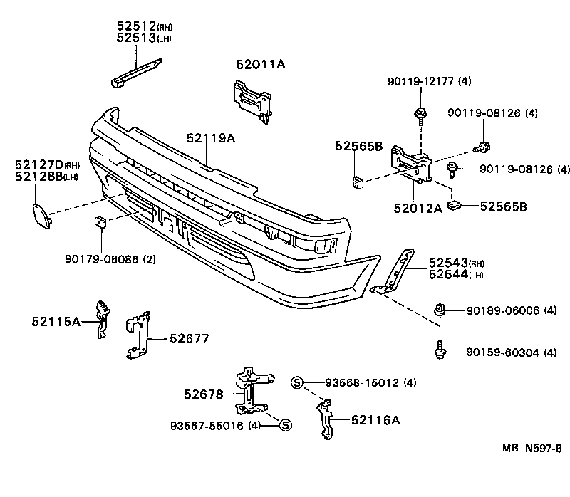 52115-16100 SUPPORT, FRONT BUMPER SIDE, RH product image
