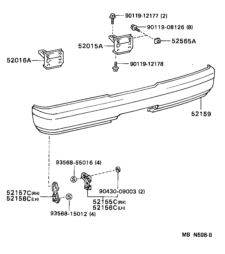 52015-16160 ARM SUB-ASSY, REAR BUMPER, RH product image