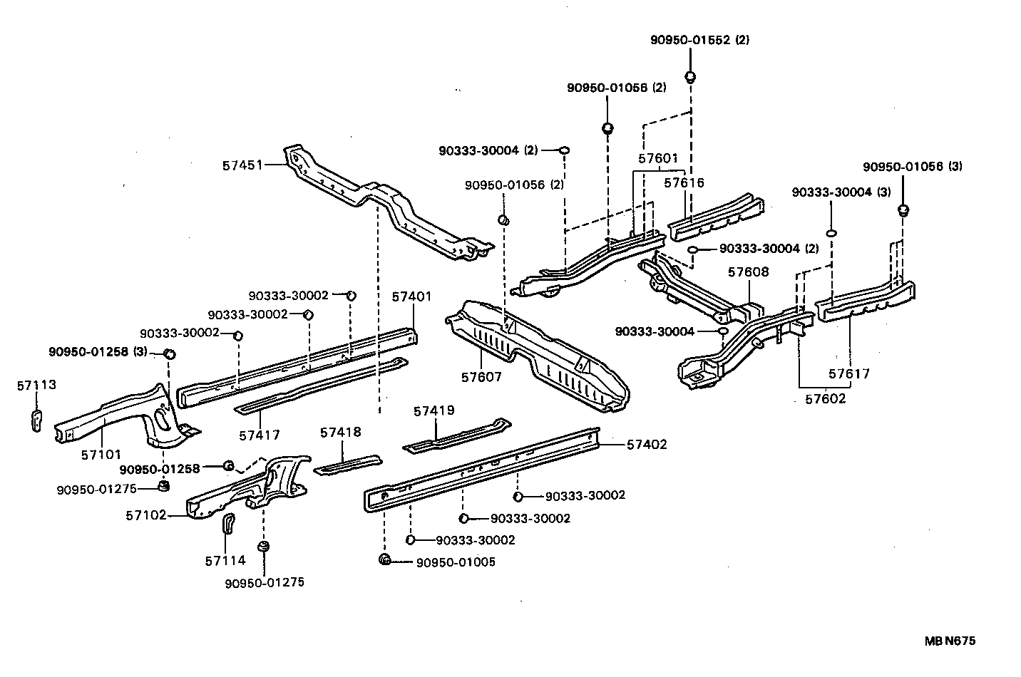 57102-20351 MEMBER SUB-ASSY, FRONT SIDE, LH product image