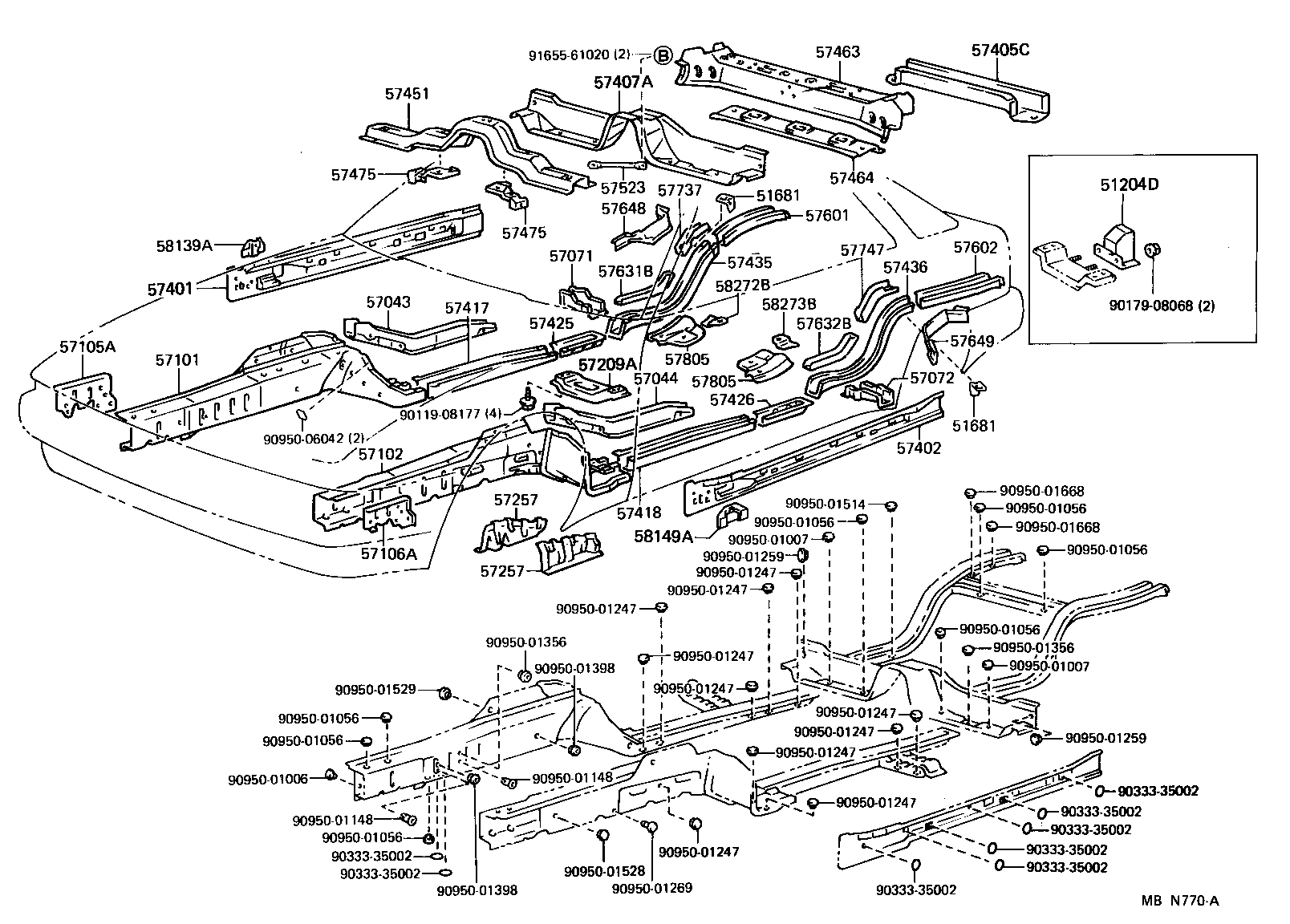 57102-14906 MEMBER SUB-ASSY, FRONT SIDE, LH product image