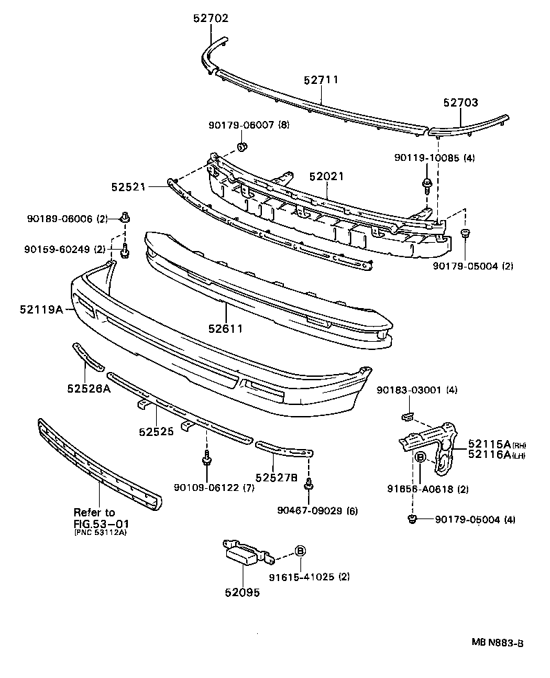 52061-32020 SUPPORT, FRONT BUMPER SIDE, RH product image