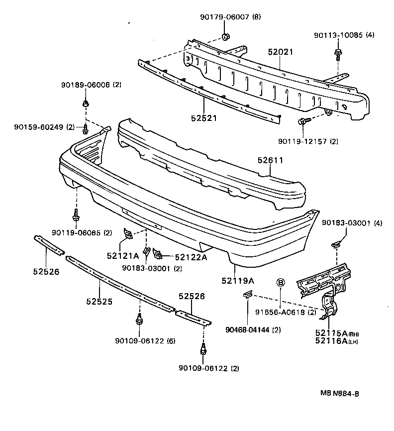 52061-32020 SUPPORT, FRONT BUMPER SIDE, RH product image