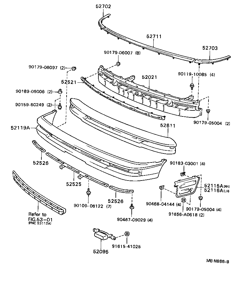 52061-32020 SUPPORT, FRONT BUMPER SIDE, RH product image