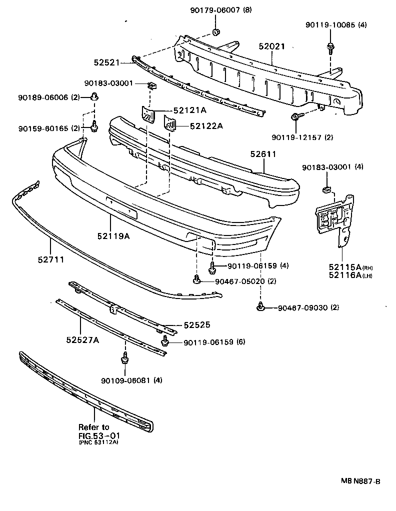 52061-32020 SUPPORT, FRONT BUMPER SIDE, RH product image