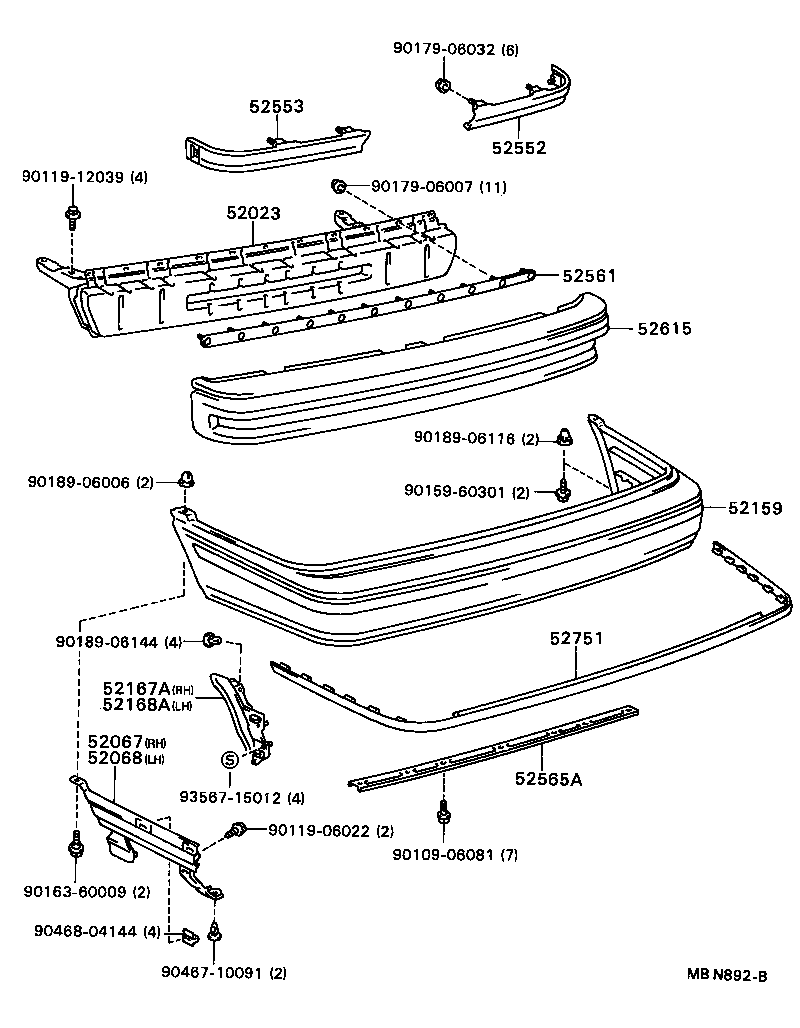 52067-32030 SUPPORT SUB-ASSY, REAR BUMPER SIDE, RH product image