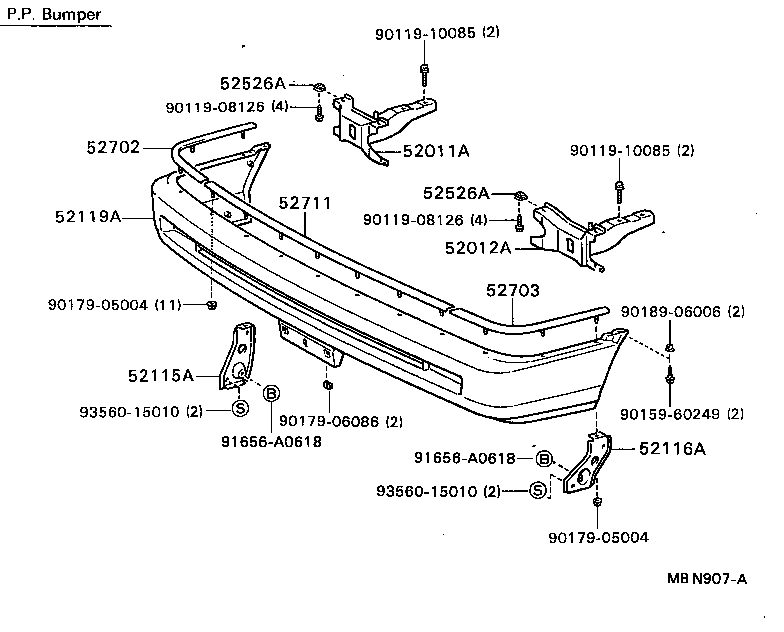 52061-32020 SUPPORT, FRONT BUMPER SIDE, RH product image