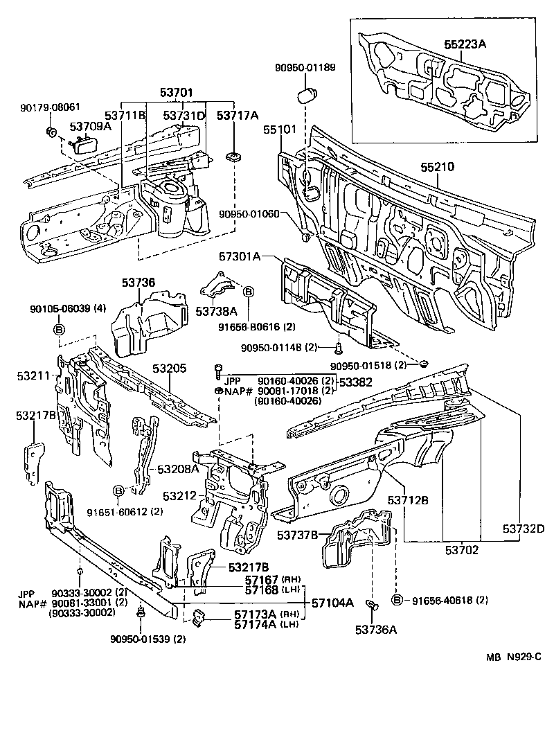53208-03010 SUPPORT SUB-ASSY, HOOD LOCK product image