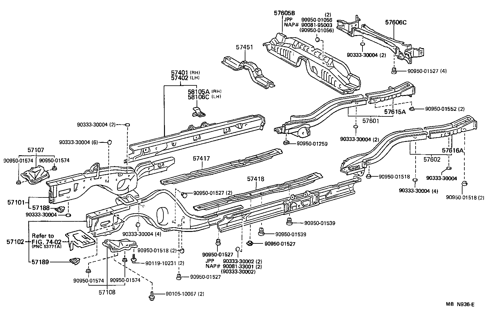 57401-03010 MEMBER SUB-ASSY, MAIN FLOOR SIDE, RH product image