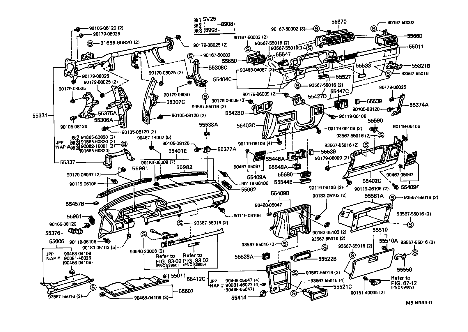 55308-32011 BRACKET SUB-ASSY, INSTRUMENT PANEL, CENTER product image