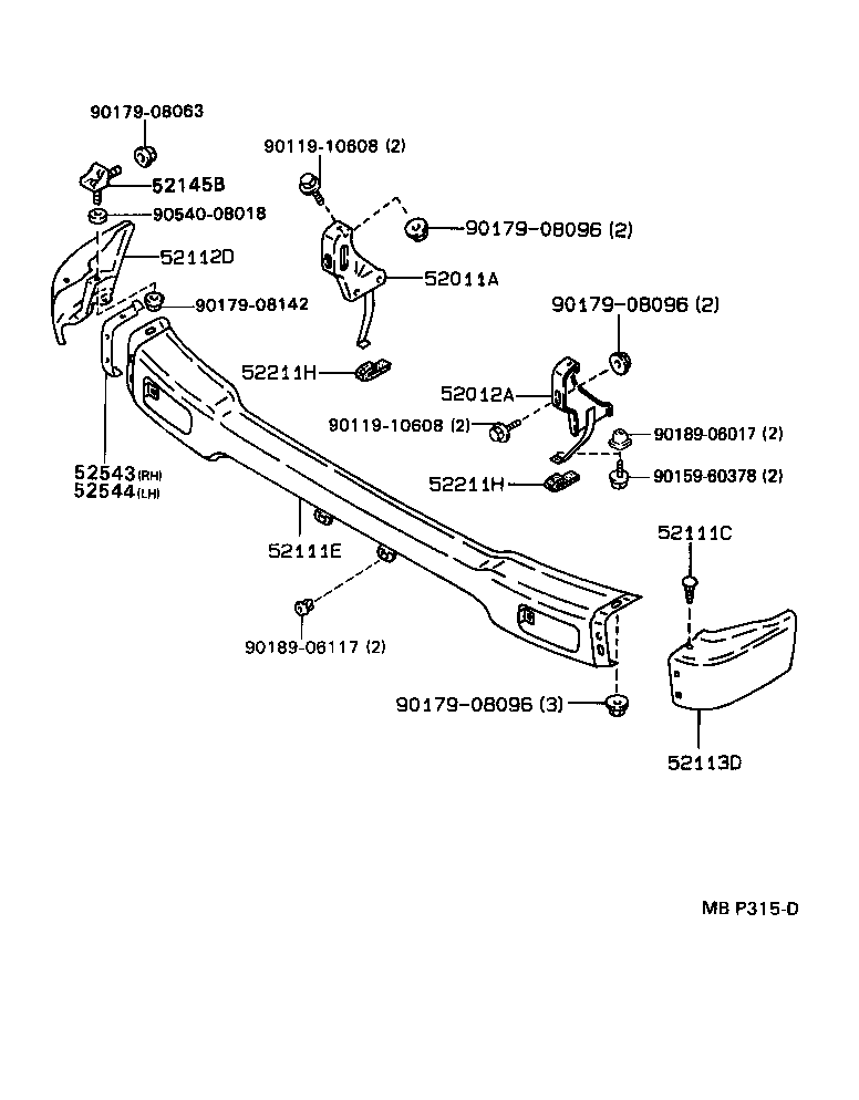 52102-89111 EXTENSION, FRONT BUMPER, RH product image
