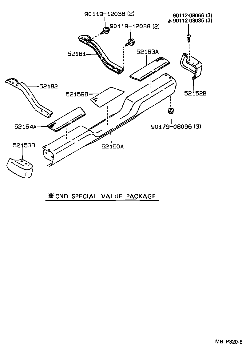 52592-89101 SEAL, REAR BUMPER SIDE, LH product image