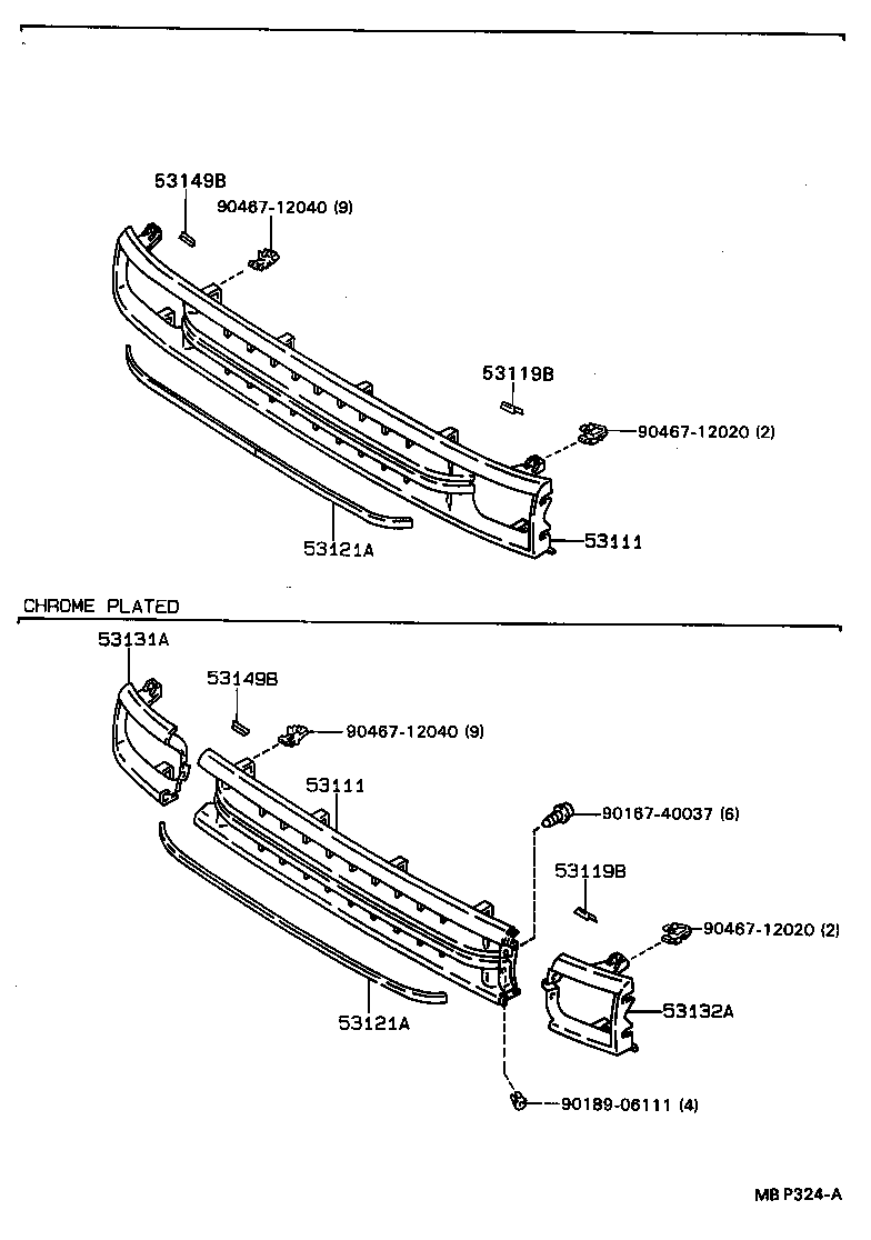 53111-89136 GRILLE, RADIATOR product image