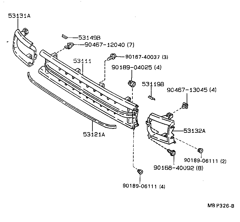53111-89136 GRILLE, RADIATOR product image