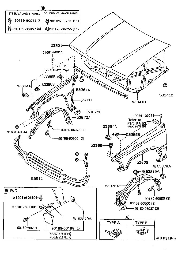 53301-89124 HOOD SUB-ASSY product image