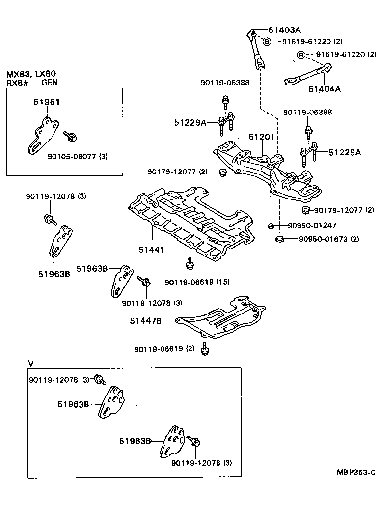 51206-22110 MEMBER SUB-ASSY, REAR SUSPENSION product image