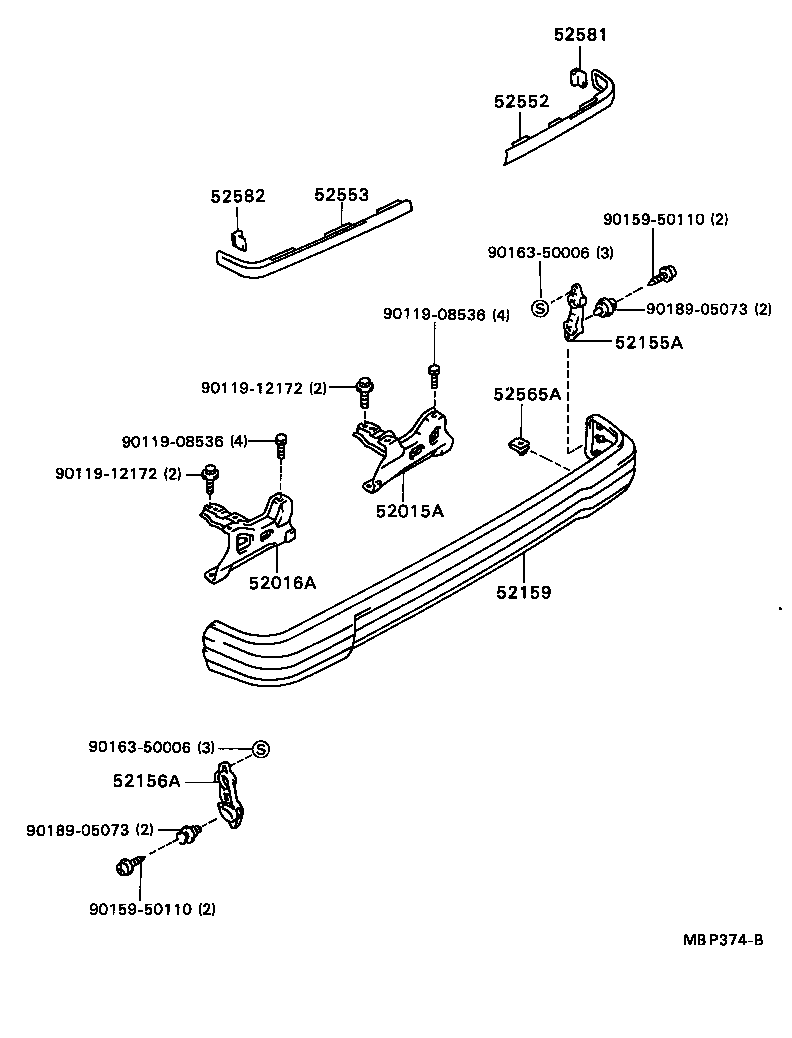 52155-22130 SUPPORT, REAR BUMPER SIDE, RH product image