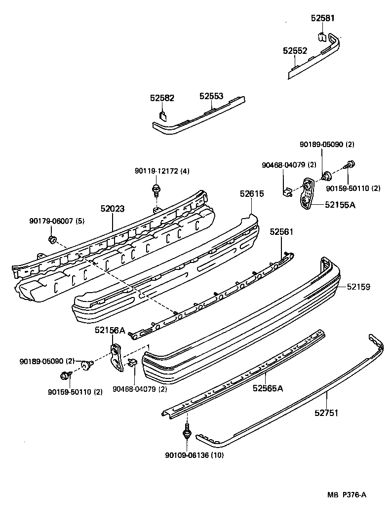 52155-22150 SUPPORT, REAR BUMPER SIDE, RH product image