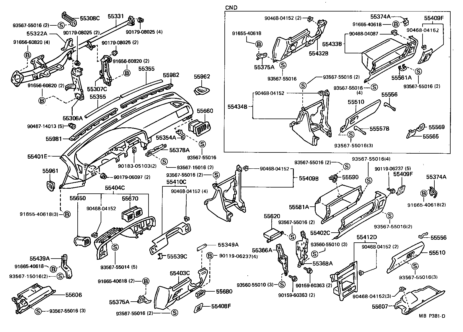 55306-22180 BRACE SUB-ASSY, INSTRUMENT PANEL, NO.1 product image