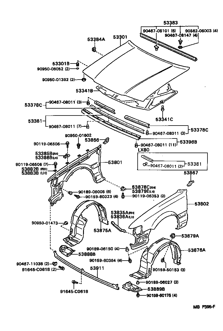 53875-22050 LINER, FRONT FENDER, RH product image