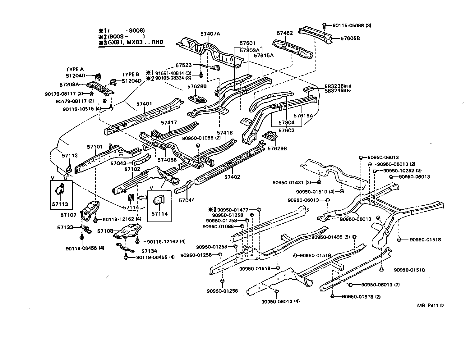 57044-22020 REINFORCEMENT SUB-ASSY, FRONT SIDE MEMBER, REAR LH product image