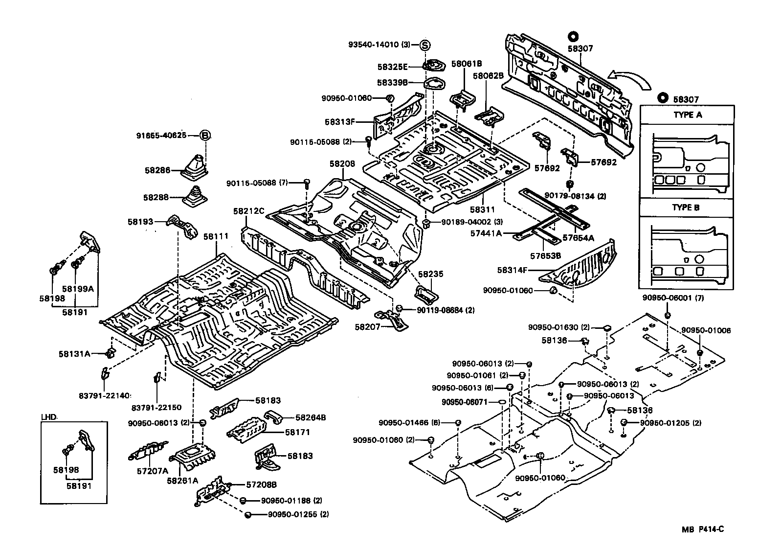 58131-22040 BRACKET, FRONT FLOOR HEAT INSULATOR, NO.1 product image