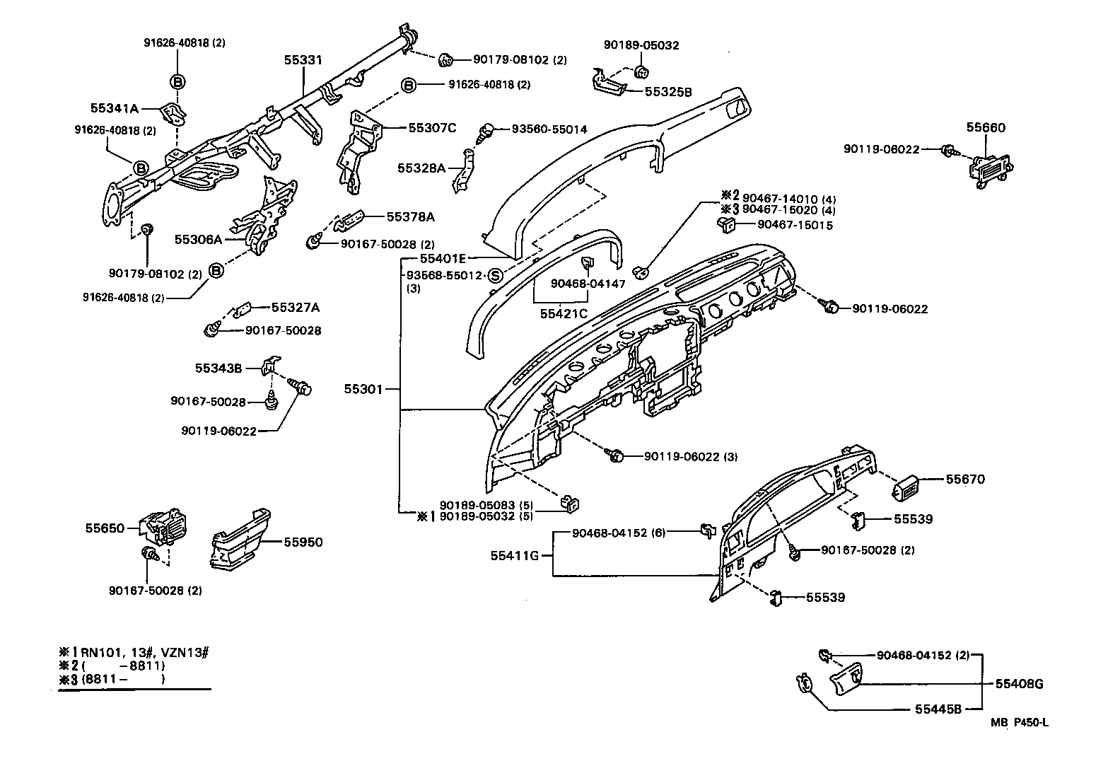 55306-35010 BRACE SUB-ASSY, INSTRUMENT PANEL, NO.1 product image