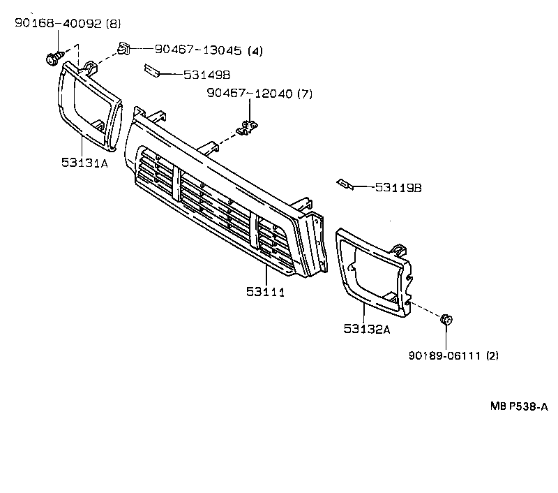 53111-89136 GRILLE, RADIATOR product image
