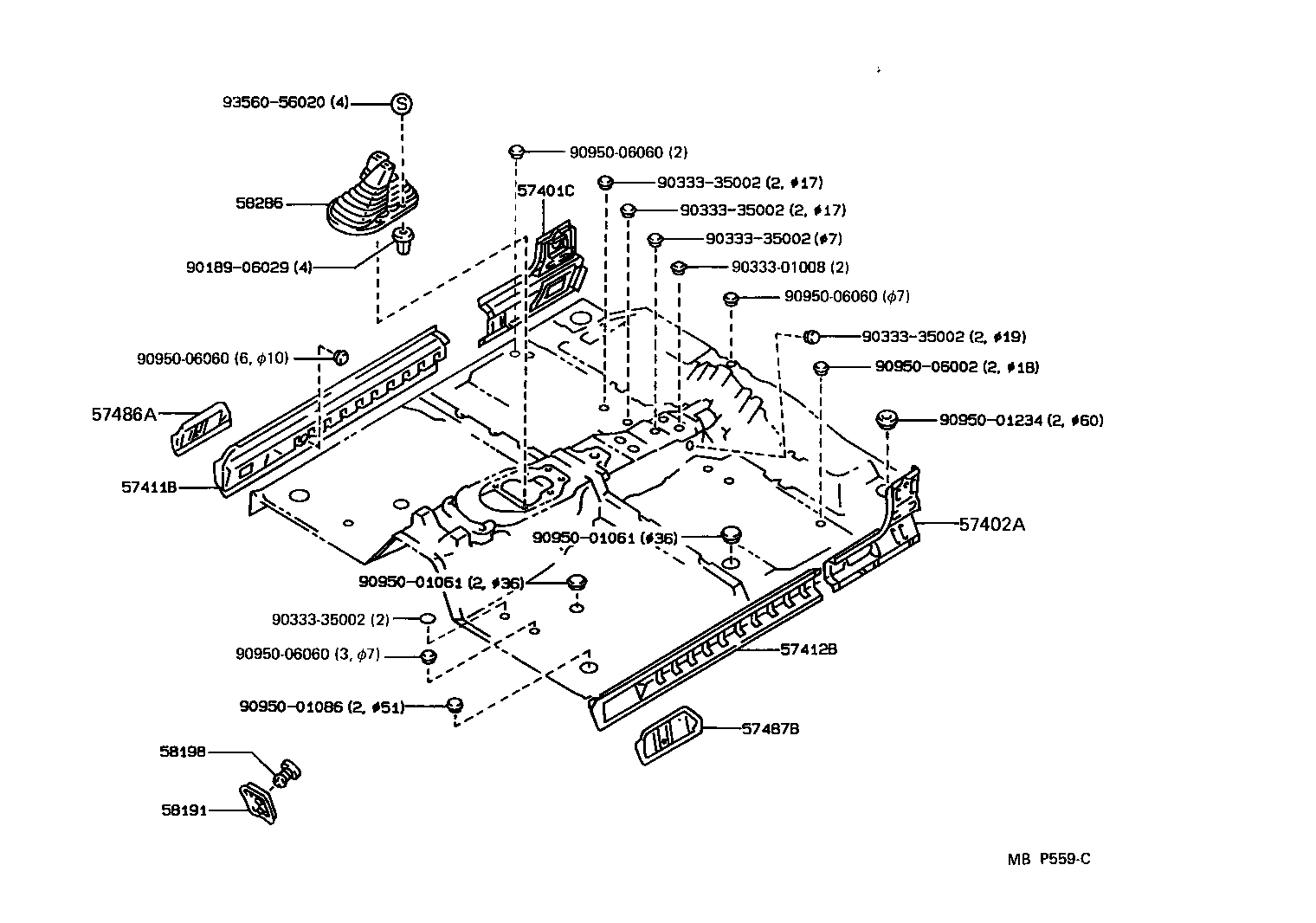57024-89101 BRACKET SUB-ASSY, BODY MOUNTING, NO.2 LH product image