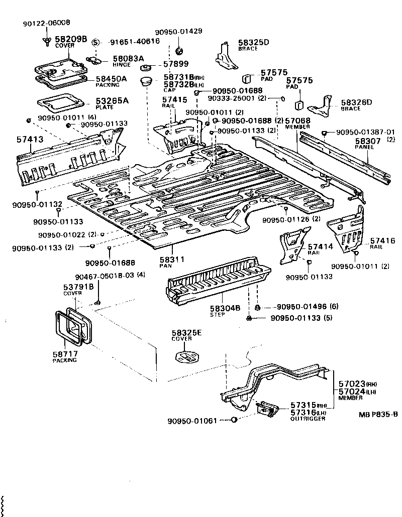 58311-95D01 PAN, REAR FLOOR product image
