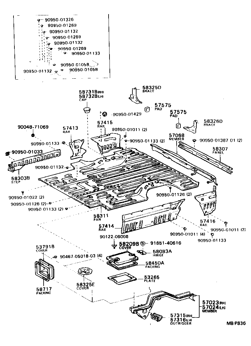 58311-95D01 PAN, REAR FLOOR product image