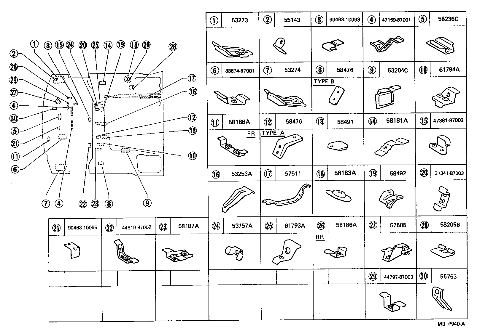 53886-87002 SEAL, FENDER APRON MUDGUARD, LH product image