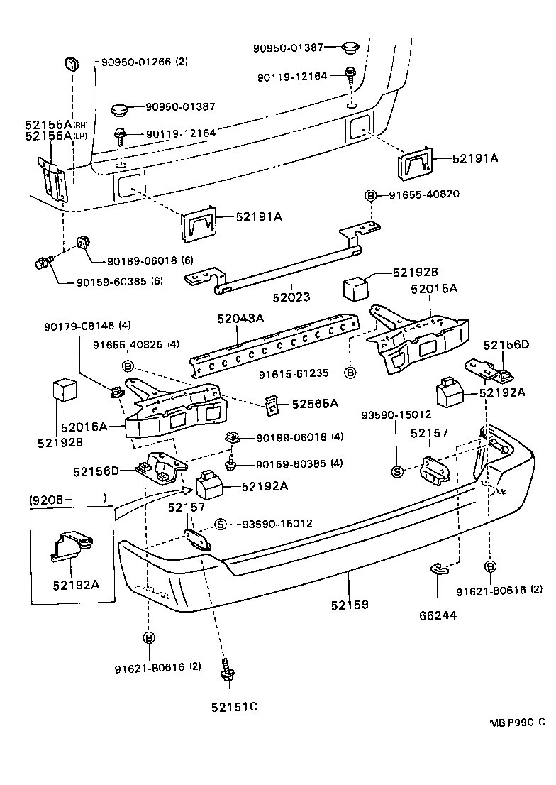 52155-87002 SUPPORT, REAR BUMPER SIDE, RH product image