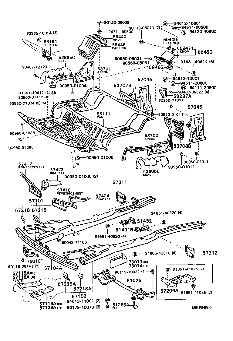 57102-87022 MEMBER SUB-ASSY, FRONT SIDE, LH product image