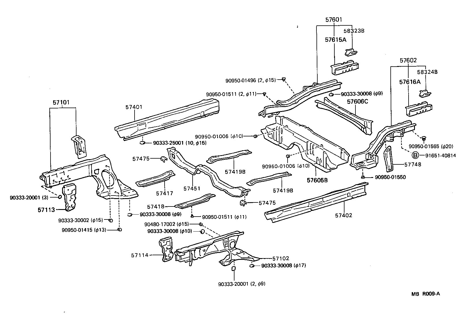 57102-16111 MEMBER SUB-ASSY, FRONT SIDE, LH product image
