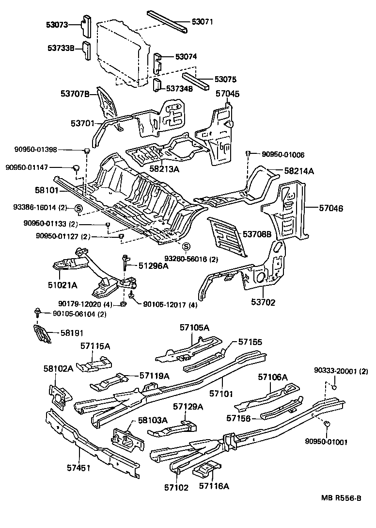 57102-95720 MEMBER SUB-ASSY, FRONT SIDE, LH product image