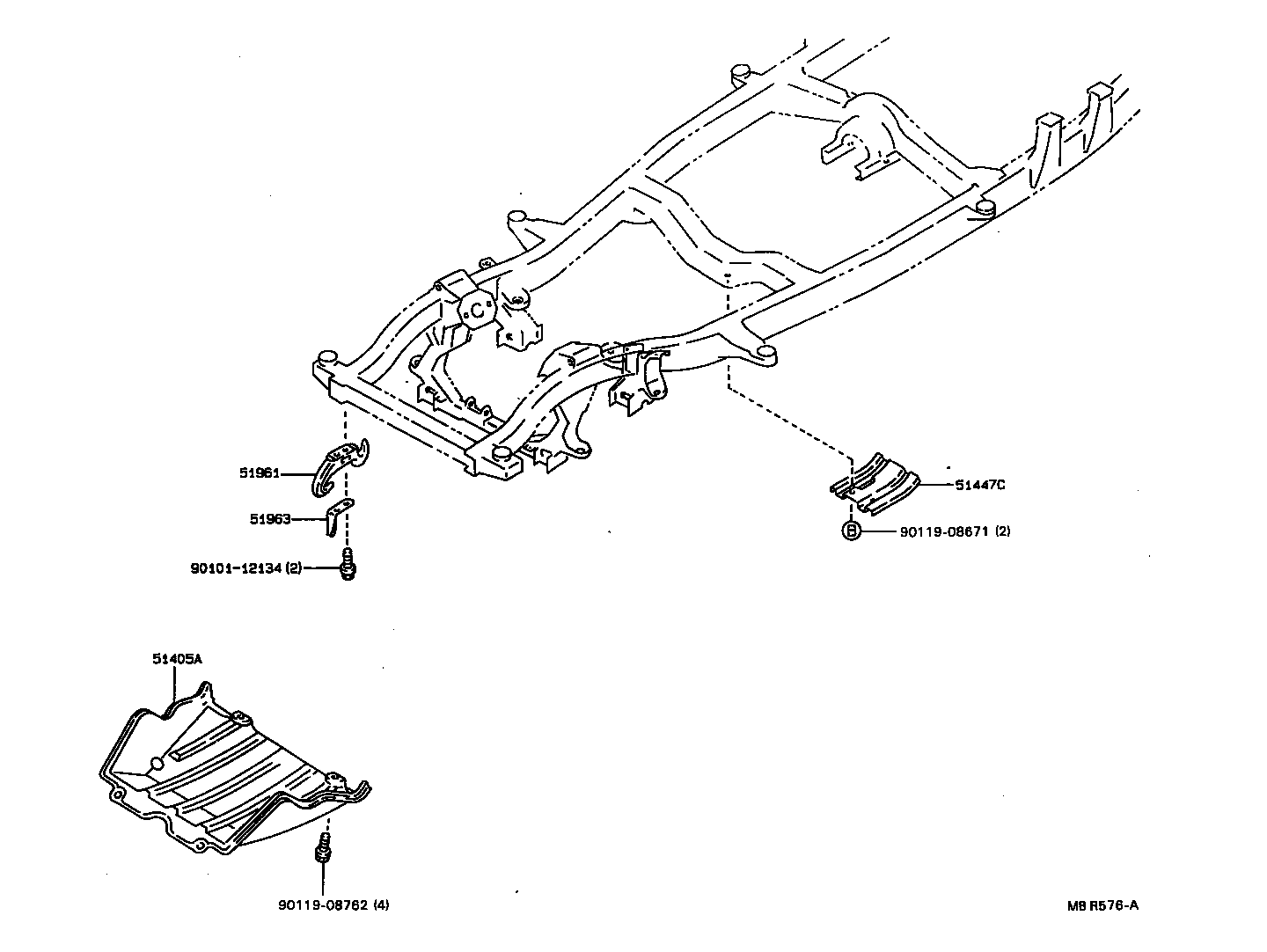 51446-35040 BRACKET, ENGINE UNDER COVER, LH product image