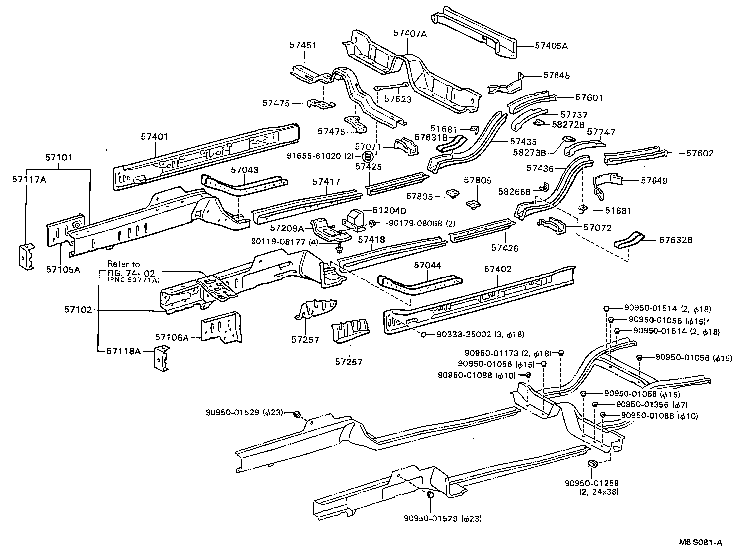 57117-24010 REINFORCEMENT, FRONT BUMPER MOUNTING product image