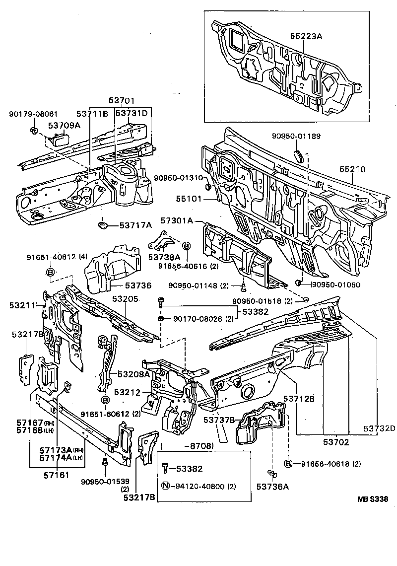 53208-32070 SUPPORT SUB-ASSY, HOOD LOCK product image
