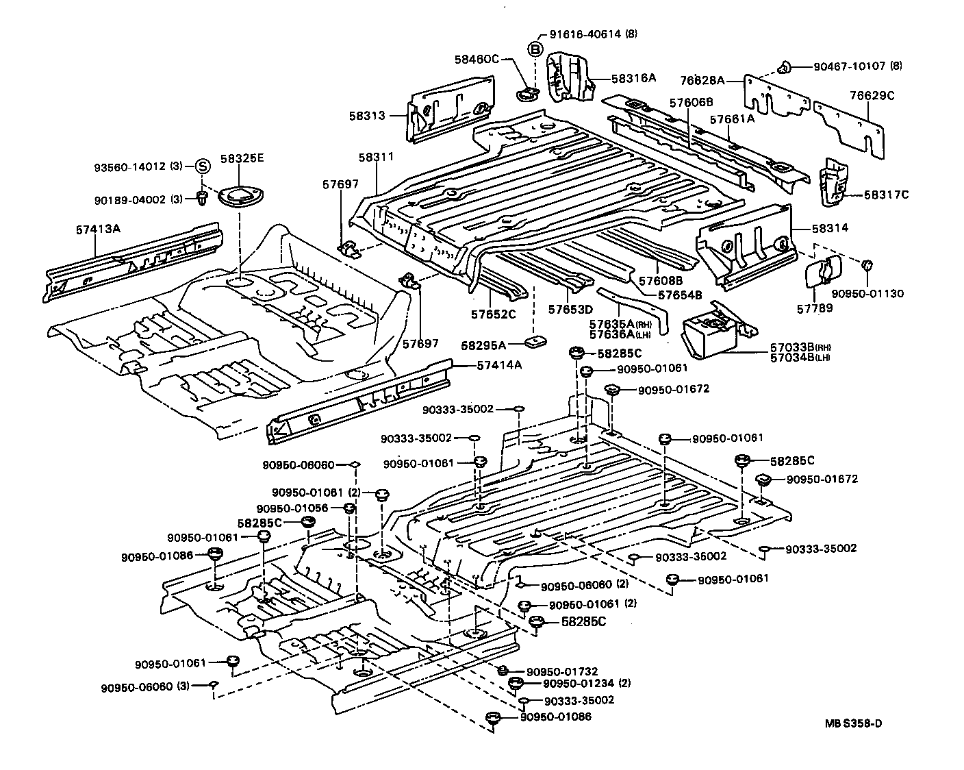 57033-89101 BRACKET SUB-ASSY, REAR FLOOR MOUNTING, NO.2 RH product image