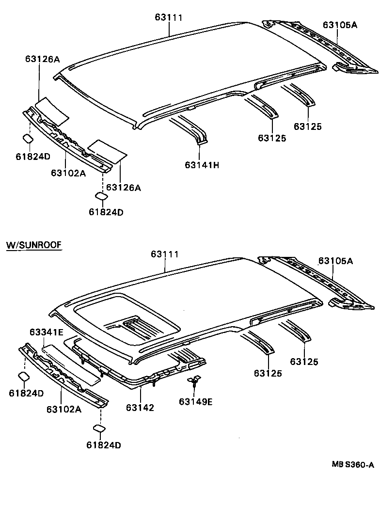 63103-89107 REINFORCEMENT SUB-ASSY, ROOF PANEL product image